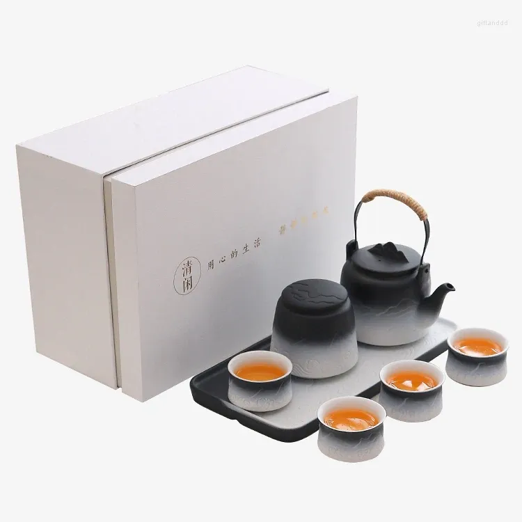 Tasses à thé de haute qualité, ensemble de tasses à thé pour la maison et le bureau, pour 4 tasses en porcelaine, plateau