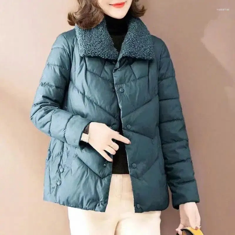 Damen Trenchcoats 2024 Herbst Winter Daunenjacke Frauen Mode Kurze dünne warme Baumwolle gefütterte Mantel Femal Casual Einfarbige Parkas Outwear