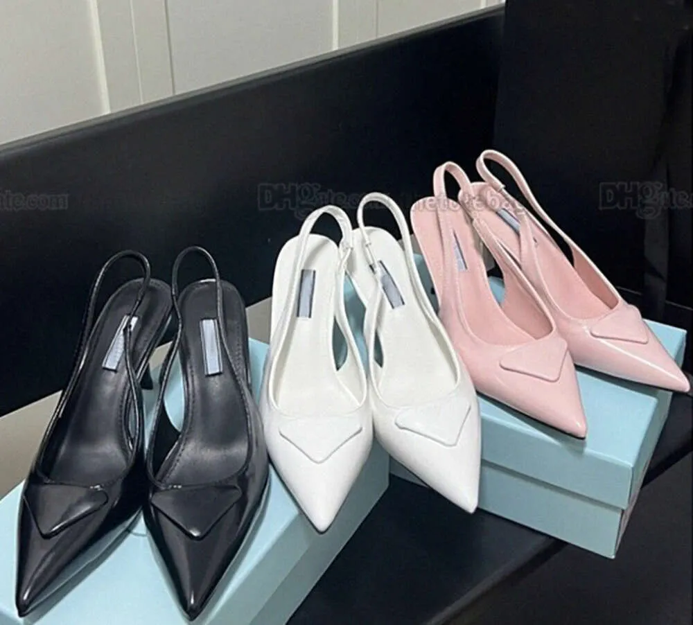 scarpe eleganti eleganti sandali estivi a triangolo in pelle spazzolata scarpe da donna décolleté con cinturino alla caviglia calzature di lusso da donna tacchi alti party wedding4566