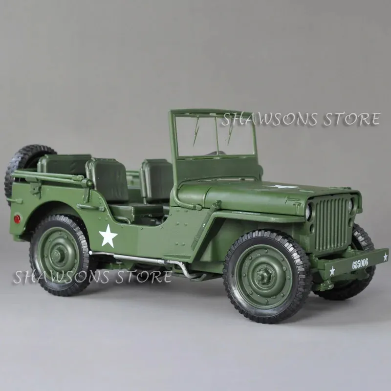 KDW Modellauto aus Metalldruckguss im Maßstab 1:18, Spielzeug-Militär-Taktikfahrzeug Willys, Miniatur-Nachbildung zum Sammeln, 240115