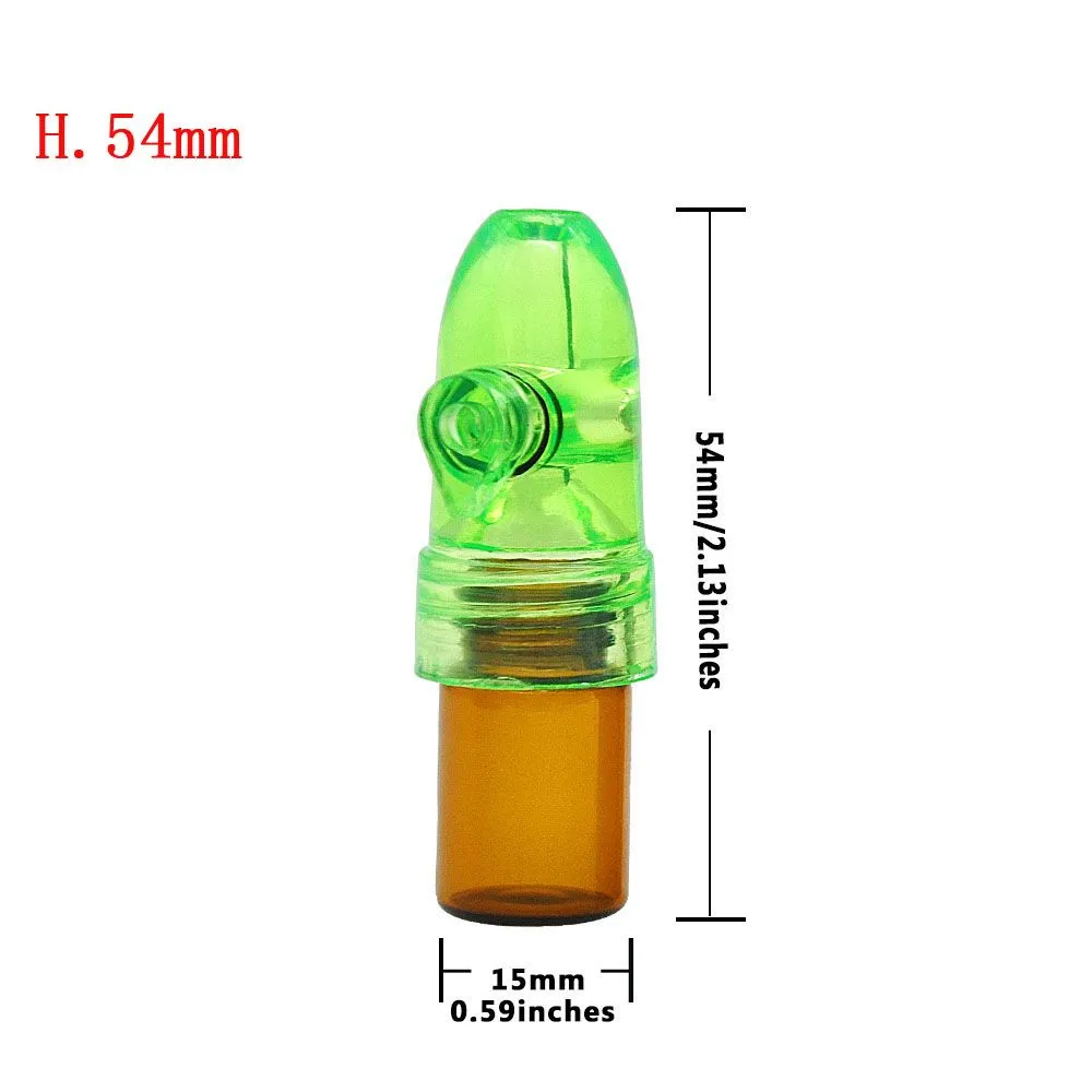 Acrylic Cap Glass bottle Snuff Snorter Dispenser Bullet Rocket Snorter Glass Vial with Clear Bottoms