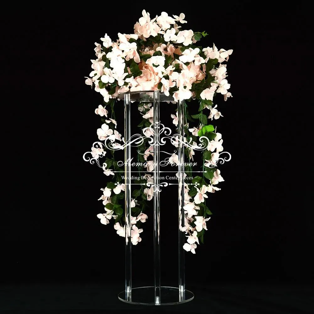 Décorations Colonnes décoratives de mariage piliers acrylique cristal clair supports de fleurs de mariage décorations de bouquet pièce maîtresse Vase décoration de table