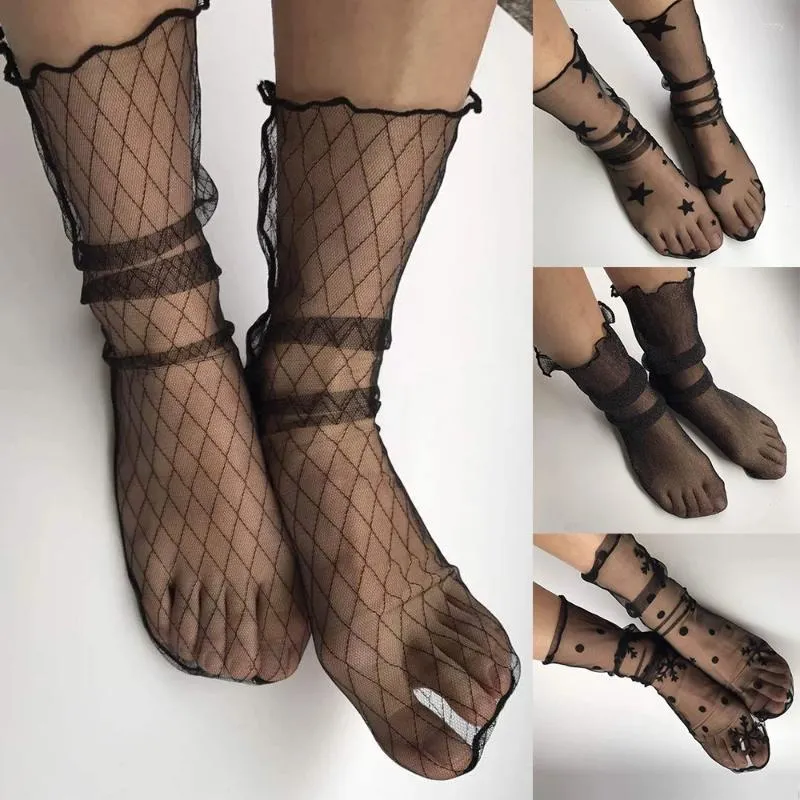 Women Socks Summer Fashionable Boat Transparent Ultrathin Hosiery Short Silk Breathable Mesh Black Multi Style Calze