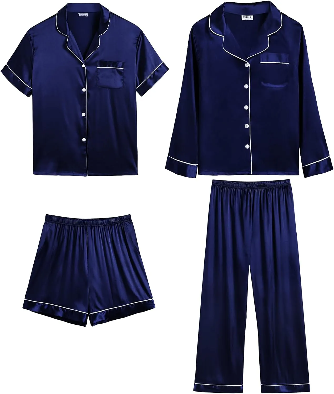 Silk Robe SWOMOG Family Matching Pajamas Silk Satin Long Sleeve