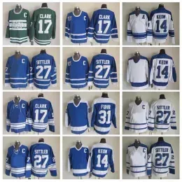 Hockey Vintage Classic Ice Hockey 31 Grant Fuhr Jersey Men 14 Dave Keon 17 Wendel Clark 27 Darryl Sittler Blue White Color Away Embroidery A