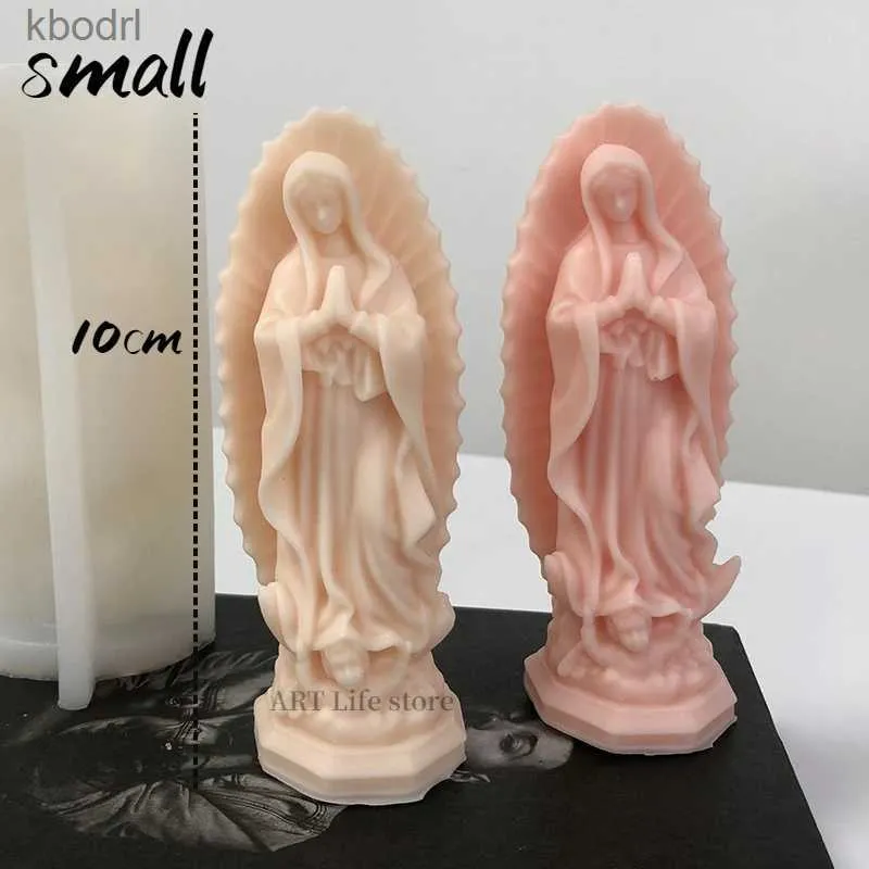 Ferramentas de artesanato Pequena Virgem Maria Molde de vela de silicone Cristo Estátua religiosa do nascimento Mãe Gesso Artesanato Moldes de resina Presente decorativo YQ240115