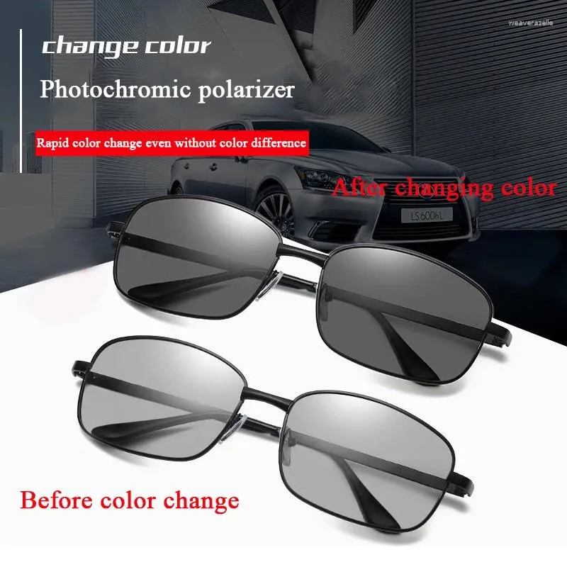 Óculos de sol polarizados condução camaleão óculos pochromic masculino mudança cor sol dia noite motorista óculos 2024
