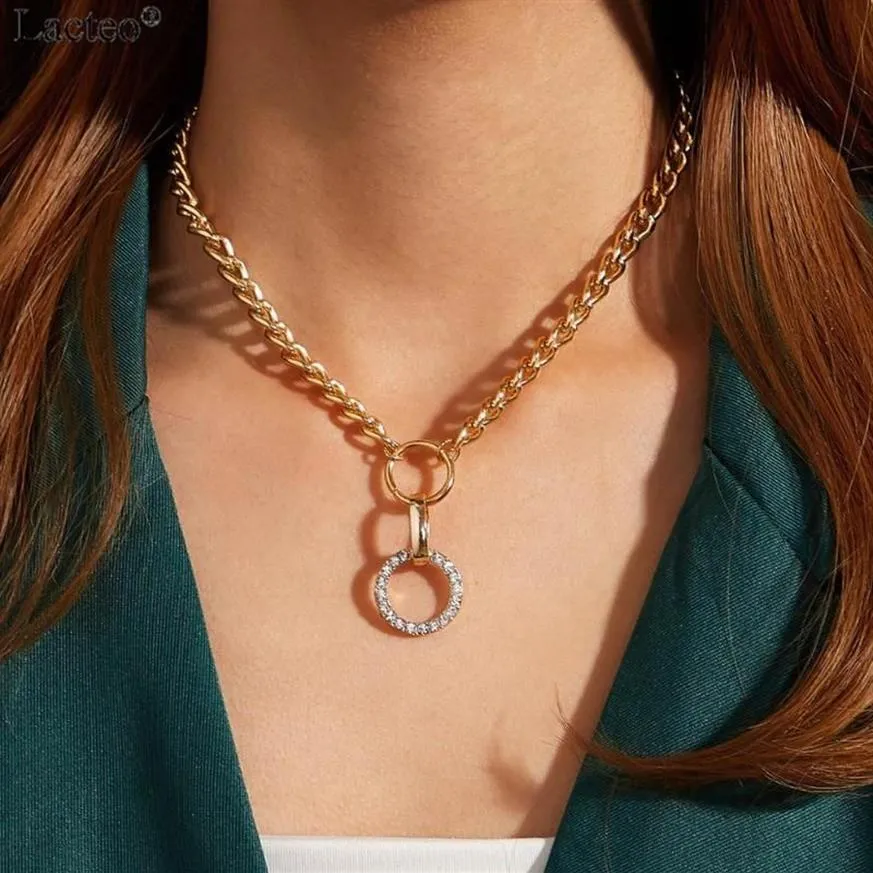 Lacteo винтажное ожерелье со стразами, круглый круглый кулон, женское сексуальное ожерелье с хрустальным воротником, цепочка-колье на ключицу, женское ювелирное изделие240t