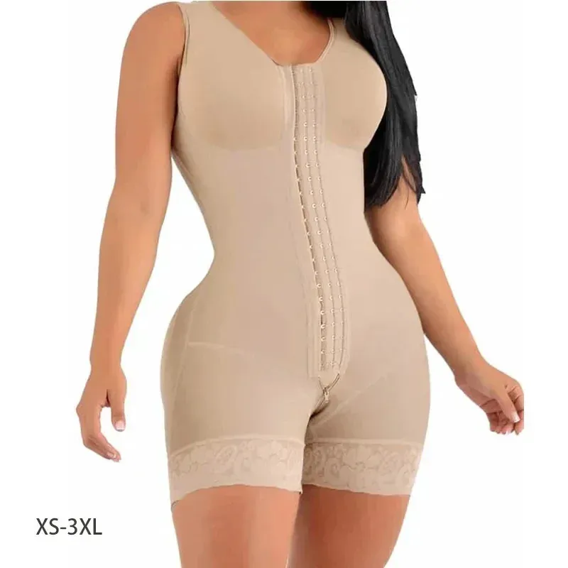 Corpo inteiro shaper alta compressão shapewear cinto com broches busto para pós-parto emagrecimento bainha barriga fajas colombianas 240113