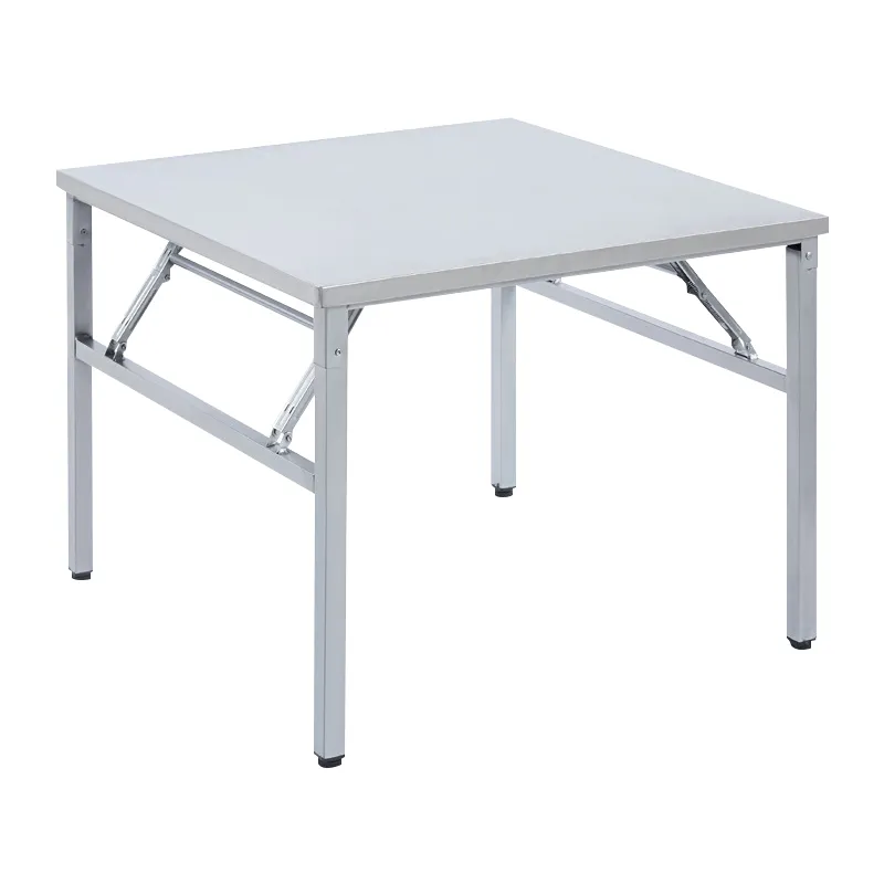 Petite table pliante en acier inoxydable, table à manger portable pour pique-nique, camping, fête, sans assemblage, petit bureau pliant robuste