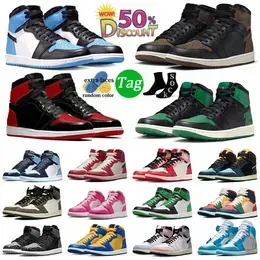 Jordens1 Top quality Basketball Shoes Retro Women Jumpman 1 Palomino 1s Low j1 Reverse Mocha Travis High Golf 1961 Sport Men Trainers Scot Spider-Verse Sneakers US 13