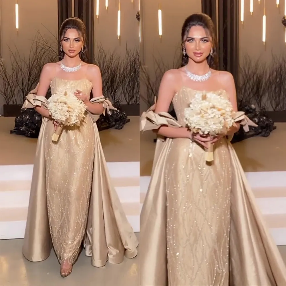 Dhgate Champagne Two Piece Prom Dress Sequined Champagne Straight Gold Prom  Dress With Jacket And Satin