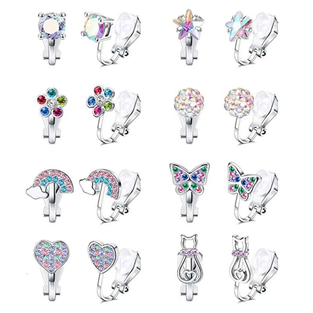 Ny Unicorn Ear Clip Cat Love Rainbow Children's Accessories Earrings