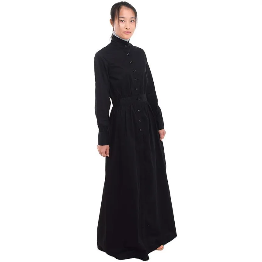 Britse Vintage Servant Black Walking Dress White Maid Schort Kostuum Victoriaanse Edwardiaanse Huishoudster Cosplay Snelle Shipment260M