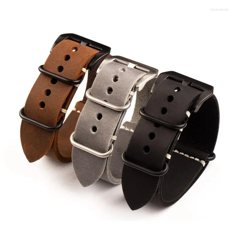 Watch Bands Handmade Lather Watchband Style Suitable For Soldier Bracelet 20 22 24MM Top Layer Cowhide Thick Material