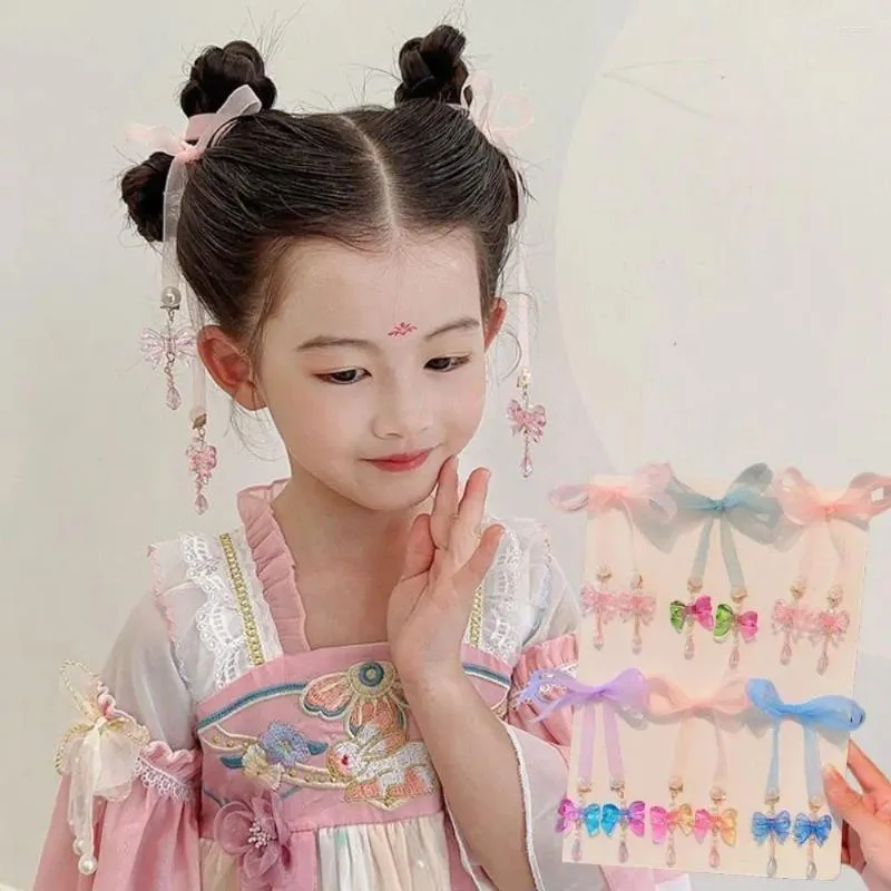 ヘアアクセサリータイバンドTassel Bow Long Ribbon Chishning Style Headwear古代ヘアピン織りロープチルドレンズハンフ