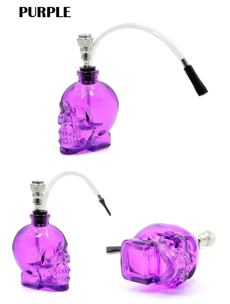 5 INCH Glass Smoking Pipes Skull Head with Plastic Pipe for Dry Herb Cigarette