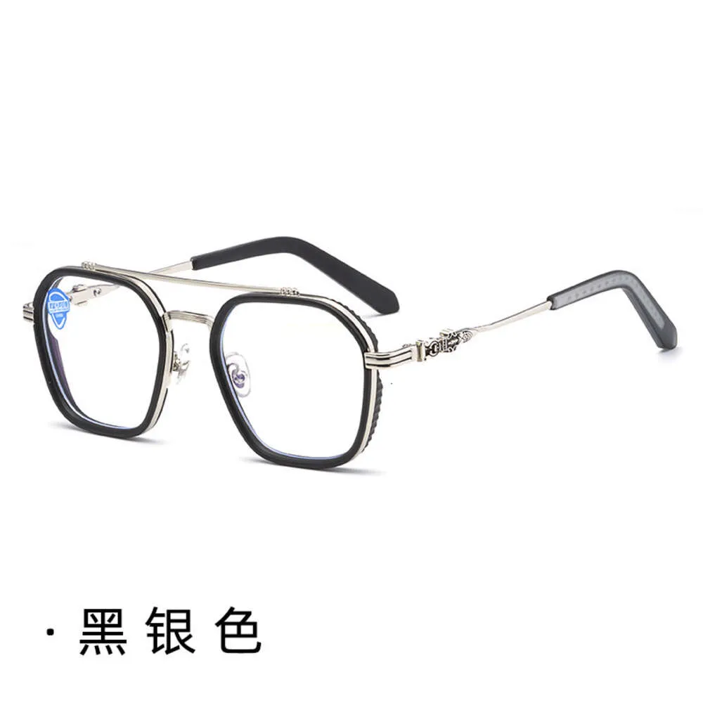 2024 Luxus-Designer-CH-Sonnenbrille für Männer und Frauen, verchromte Brillengestelle, reines Titan, Myopie, große, beliebte, flache Augen, gepaartes Herz, Brillengestell, Herrenbrillen 7OO2