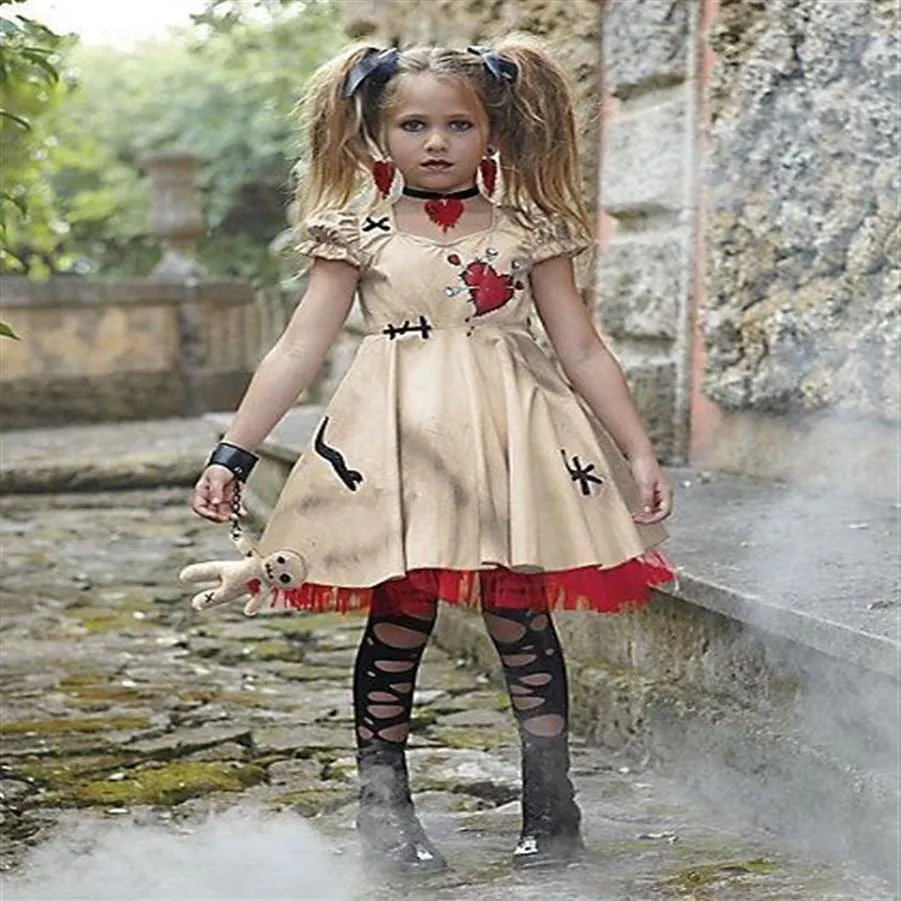 Costumi per ragazze vampiro Costume di Halloween per bambini Matrimonio Fantasma Sposa Ragazza di fiori Costume da strega Voodoo Disfraz237P