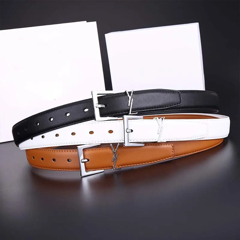 Luxury women ysl belts brown womens leather belt Genuine men Waistband 3.0cm 2.8cm high quality gold buckle smooth W10q#