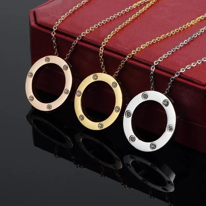 Projektant luksusowy naszyjnik biżuteria złota srebrny podwójny pierścień prezent świąteczny cjeeweler męska kobieta Diamond Love Naszyjnik 296Q
