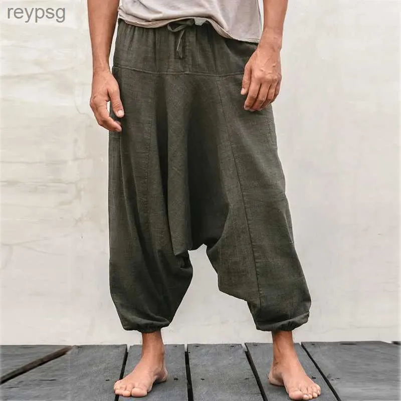 Pantaloni da uomo Pantaloni larghi da uomo in lino e cotone abbigliamento casual semplice taglie forti 2022 YQ240115