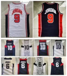 2012 2008 Team USA 9  Basketball Jersey Bryant Kevin  James Mitchell and Ness Throwback Jerseys White Blue Size S-XXL