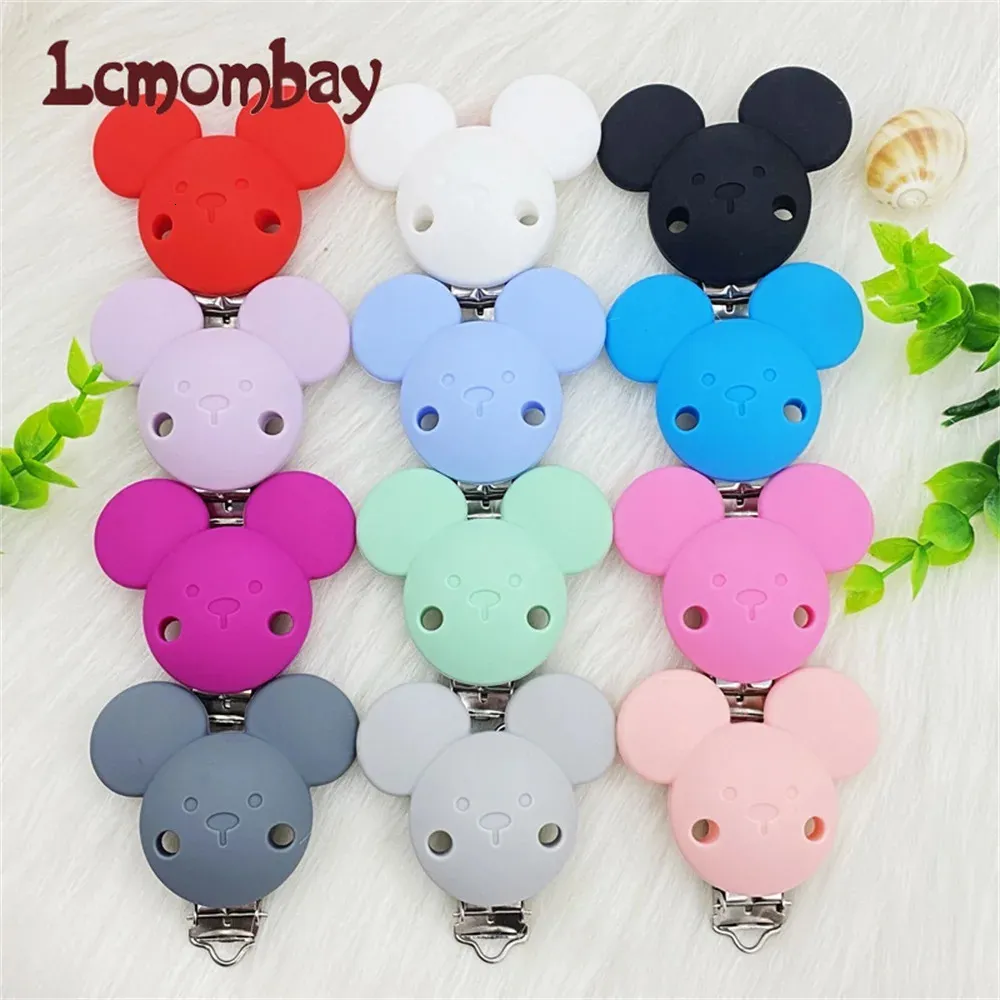 10 pz clip in silicone per bambini ciuccio ciuccio massaggiagengive catena clip porta clip fai da te baby mouse animale allattamento dentizione giocattolo clip 240115