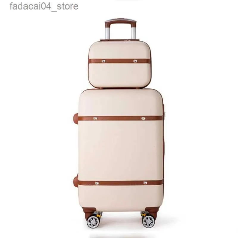 Koffer TRAVEL TALE Frauen Hard Retro Rollgepäck Set Trolley Gepäck Mit Kosmetiktasche Vintage Koffer Für Mädchen Q240115