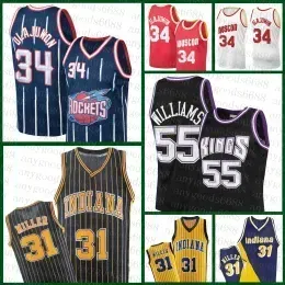 Indiana Houstons Rocket Pacer Sacramentos King Basketball Jersey 55 Hakeem Olajuwon Reggie Miller 2021 2022 New 34 31 Jason Williams Grey Gr