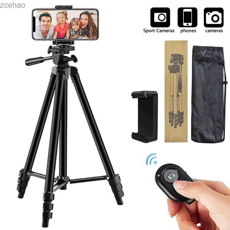 Tripods Tripod For Phone Camera Tripod Stand with Bluetooth Remote Phone Holder Lightweight Universal Photography For Huawei DSLRL240115