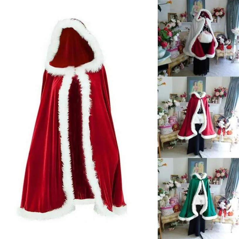 Kerst Kerst Volwassen Dames Mevrouw Kerstman Kostuum Mantel Cape Cosplay Costumes236t