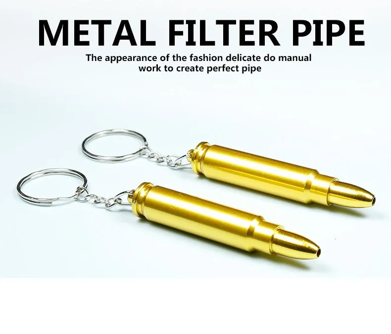 69MM Portable Metal Smoking Pipes Bullet Key Ring Shape Unique Aluminum Metal Filter Pipe Export Quality Product