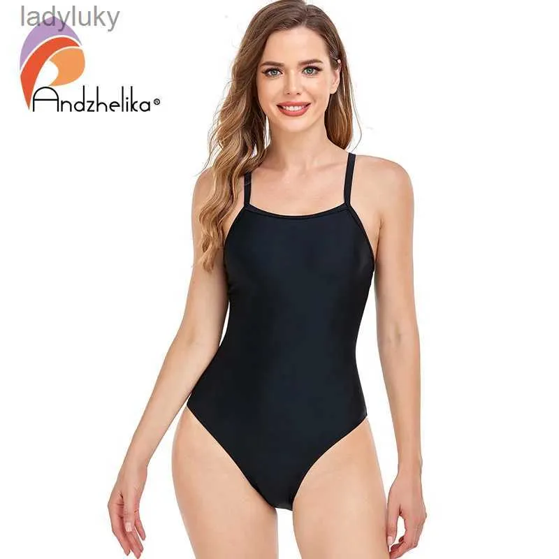 Andzhelika solide Sexy femmes une pièce maillots de bain athlétique maillot de bain pour adolescentes Sport natation formation maillots de bain MonokiniL240115