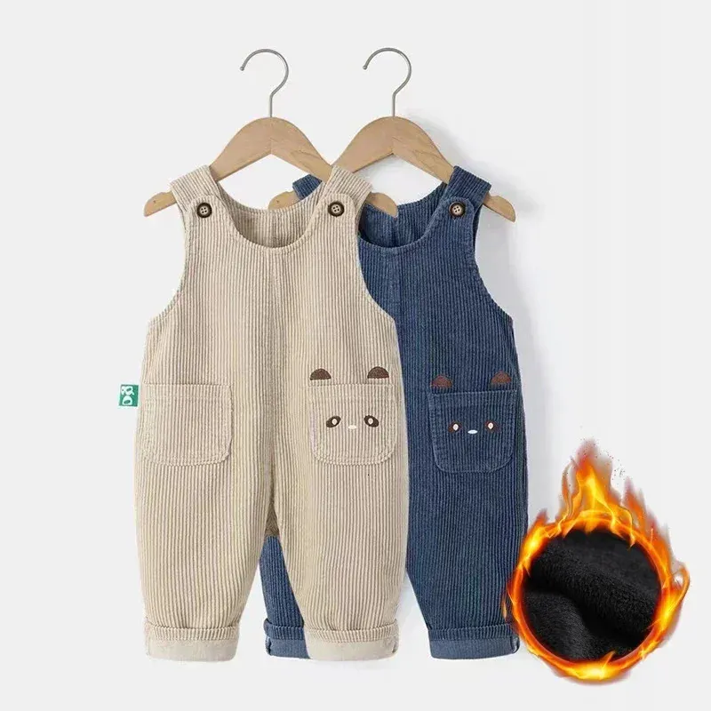 Unisex inverno caldo cartone animato bambini allentati tuta di velluto a coste tuta da neonato salopette per bambini ragazze pantaloni casual vestiti per bambini 240115