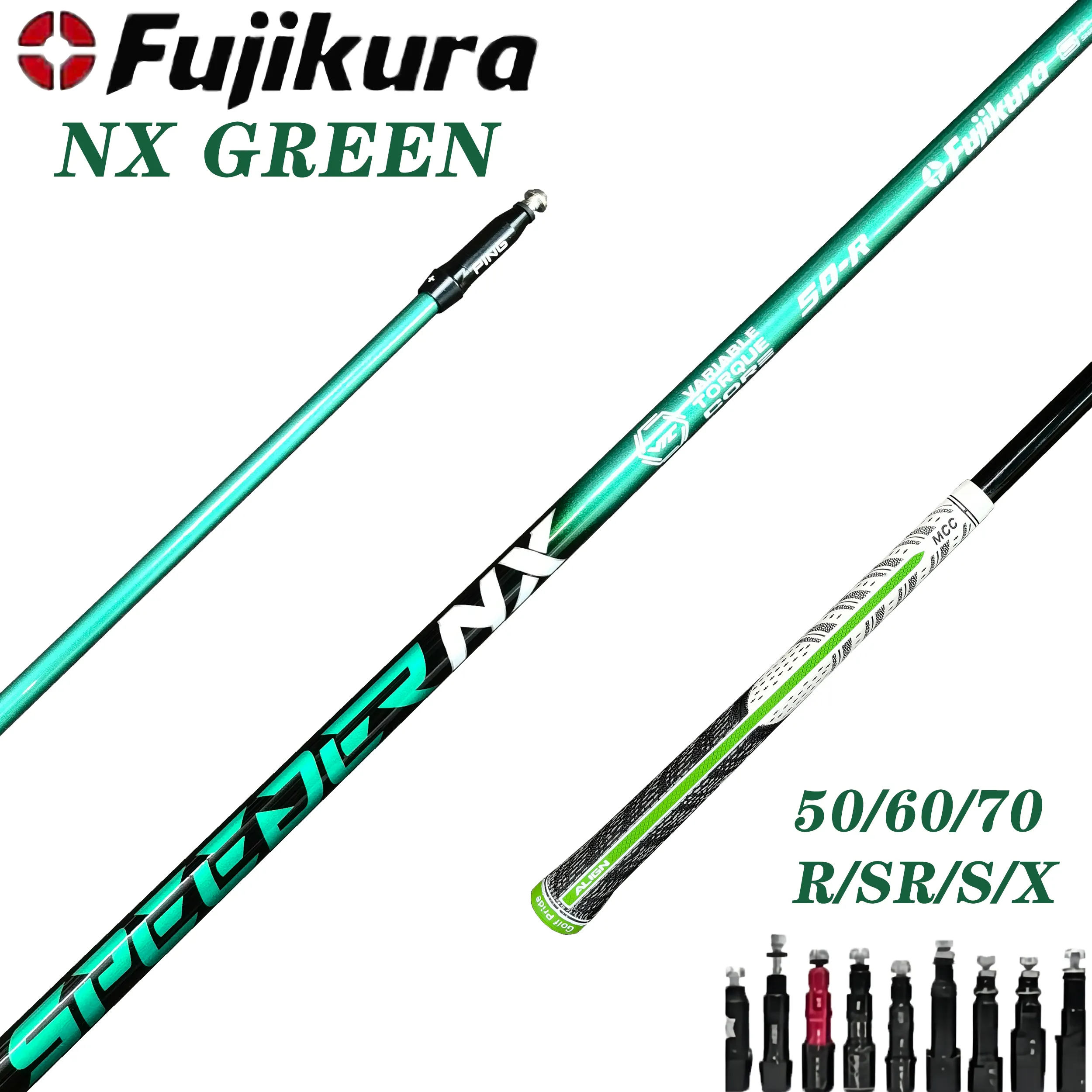 ゴルフクラブシャフトFujikura Speeder NX 50/60/70 Green R/S/X高弾性グラファイトシャフトフレックスR/SR/Sフリーアセンブリスリーブとグリップ、ゴルフドライバーシャフト。