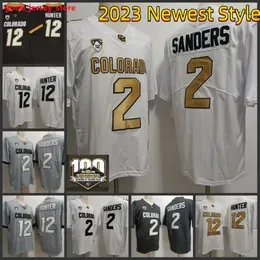 Mens youth12 Travis Hunter NCAA Colorado Buffaloes Football Jersey Stitched 2023 Newest Style #2 Shedeur Sanders 100TH Anniversary Patch Jerseys S-3XL nice