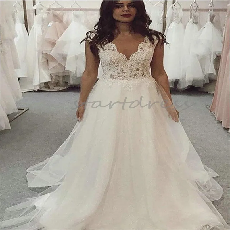 Chic Bohemian Wedding Dress Sexy V Neck A Line Tulle Lace Boho Wedding Dresses 2024 Backless Floor Length Country Style Celtic Beach Bridal Gown Elegant Robe De Mariee