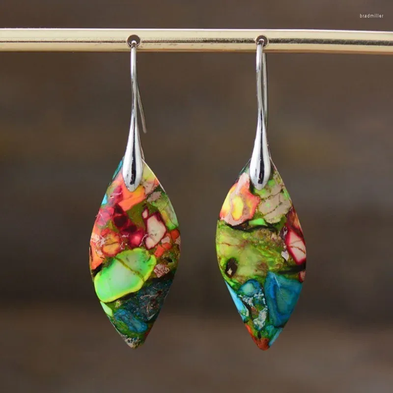 Pendientes colgantes bohemios multicolor piedra emperador pendiente de gota geométrica joyería de gemas naturales para mujeres accesorios de lujo regalo