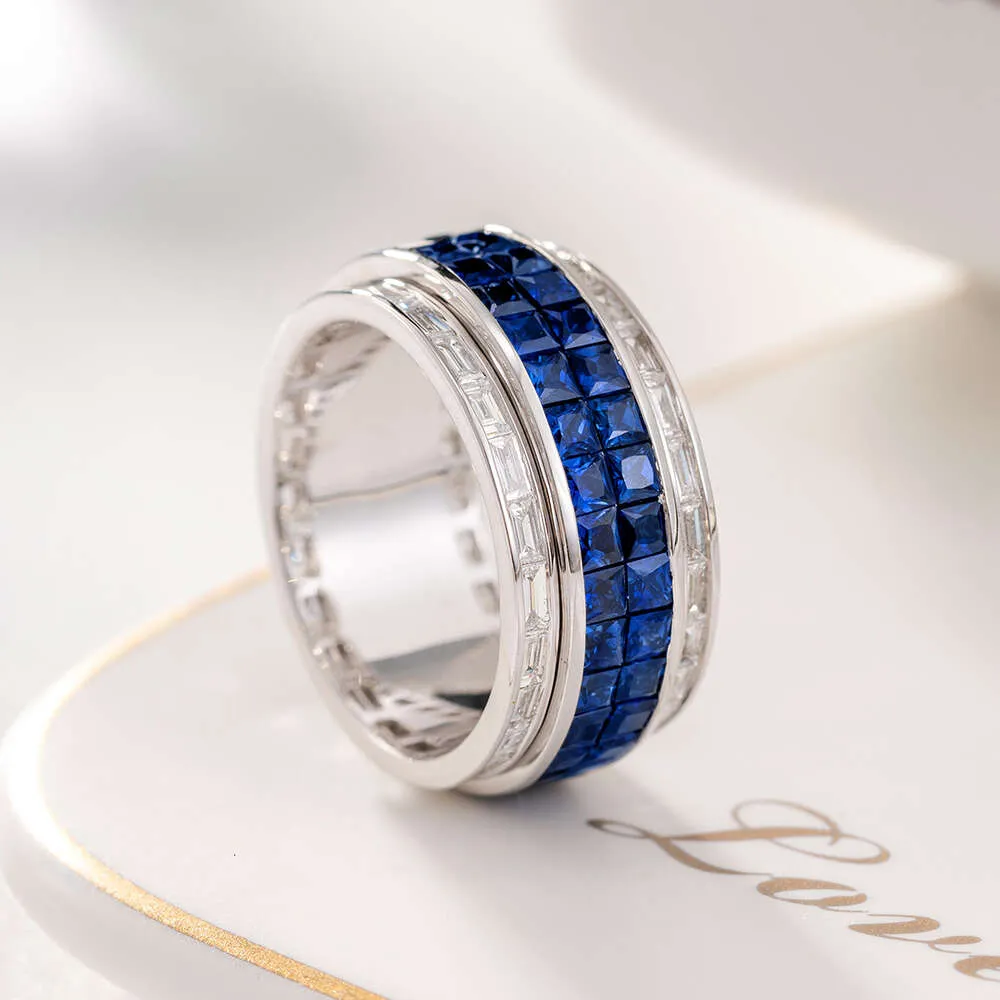 Zaffiro blu naturale con diamanti Gioielleria alla moda Anello in vero oro Donna Uomo