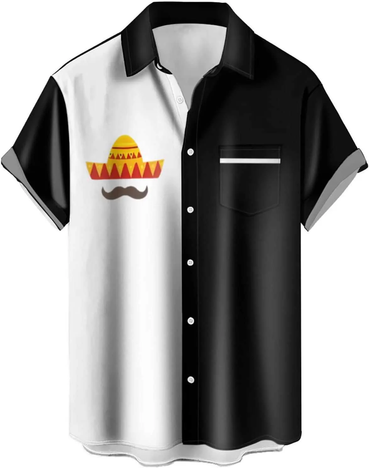 メンズボウリングシャツ1950年代ハワイアンヴィンテージボタン半袖シャツ夏のカジュアルホリデービーチシャツ