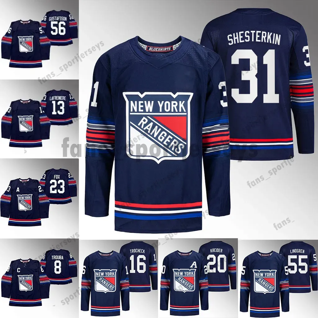 Custom Hockey Jersey Men Men Young New York „Rangers” 23 Adam Fox Navy Trzecia koszulka 93 Mika ZibaneJad 10 Artemi Panarin 31 Igor Shesterkin 79 K'Andre Miller