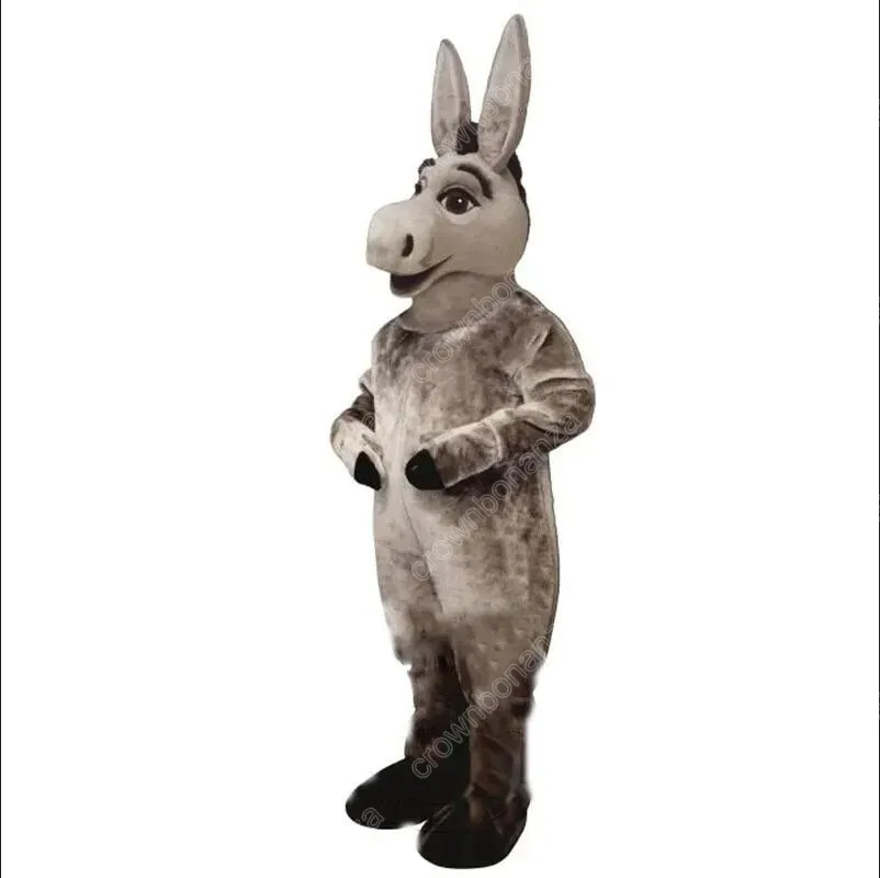 High Quality Custom Grey Donkey Mascot Costume Cartoon Character Outfit Suit Xmas Outdoor Party Festival Dress Promotional Advertising Clothings