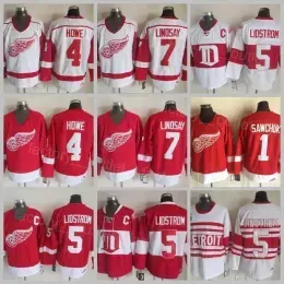 Throwback  Retro Red Wings Hockey 7 Ted Lindsay Jersey Vintage Classic 5 Nicklas Lidstrom 4 Gordie Howe 1 Terry Sawchuk 75th Year``Nh