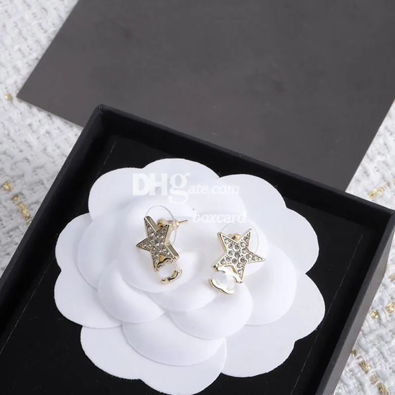 Shiny Star Rhinestone Earring Studs Stylish Jewelry Charm Letter Plated Earring With Box Set Valentine Day Birthday Gift