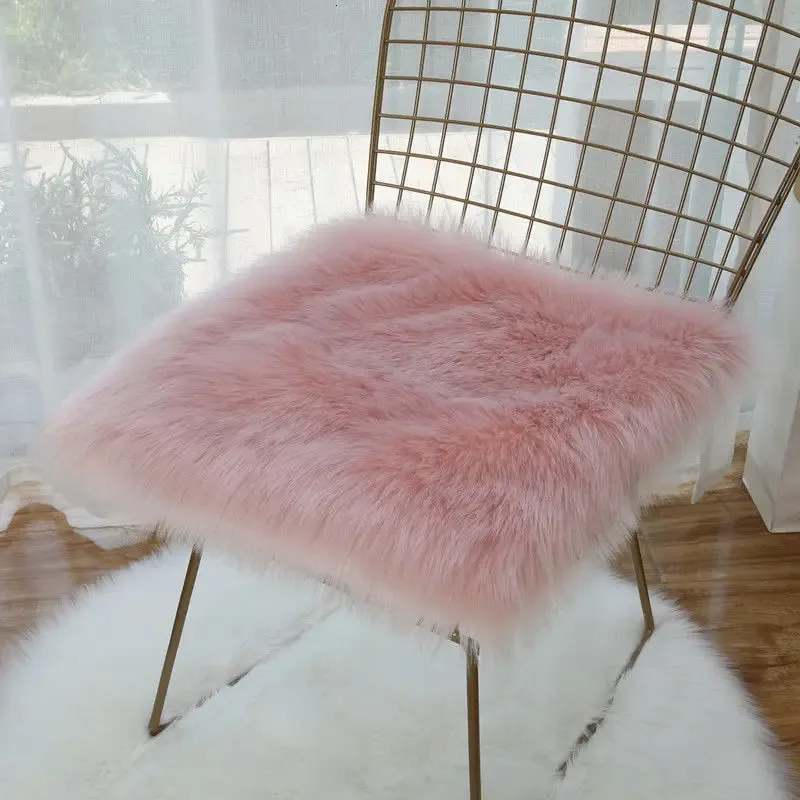 Pink Cushion Plush Seat Pads Square Warm Breathable Chair Pad Stool Non Slip Mat Bedroom Bay Window Floor Mat Sofa Decor Cushion 240113