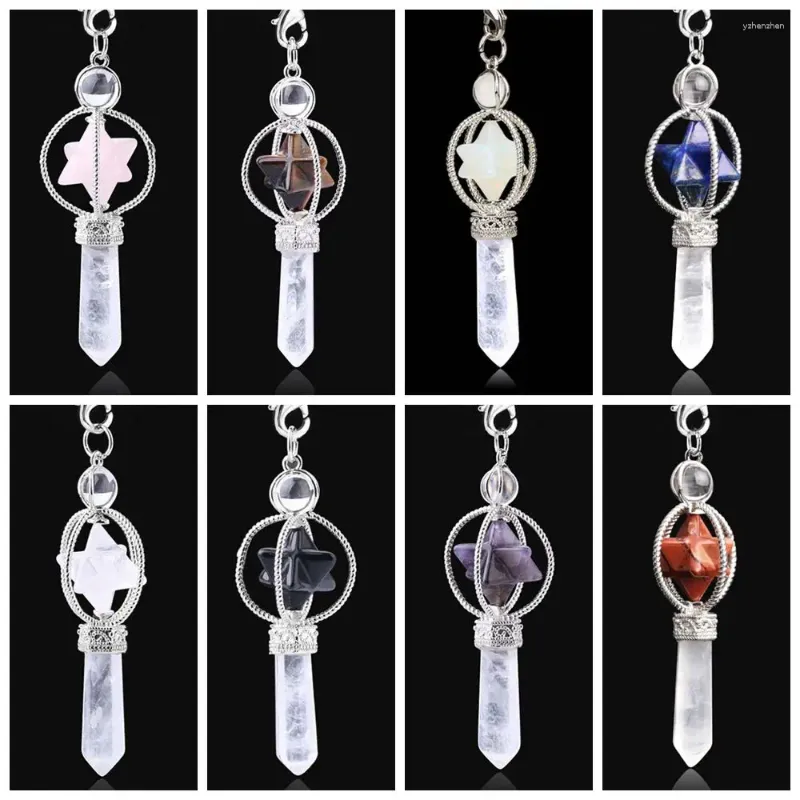 Pendant Necklaces Multicolor Natural Crystal Pendulum Dowsing Divination Length 18.5cm Esotericism Stone Necklace Clear Quartz