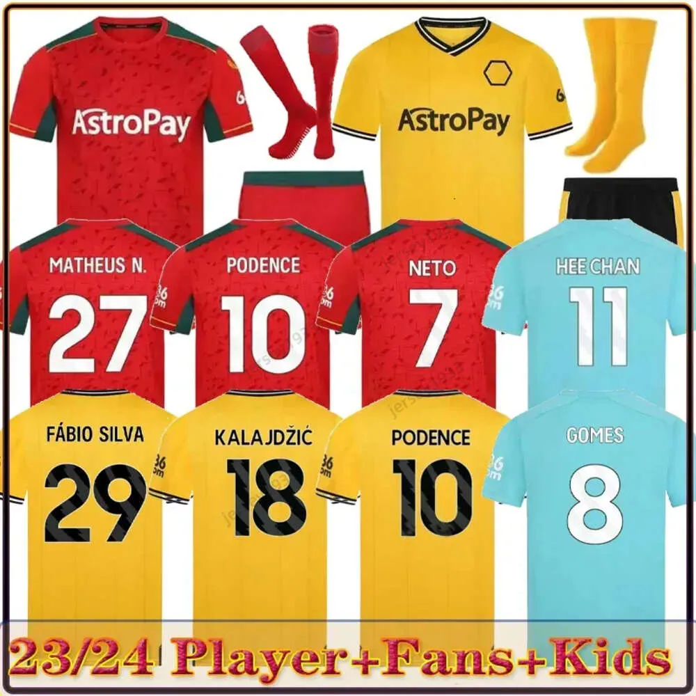 23 24 Sarabia Wolves Soccer Courseys Raul Matheus Neto Neves Traore Wanderers Podence Lemina Hee Chan Wolverhampton Football Derts Men kit kids onmorms