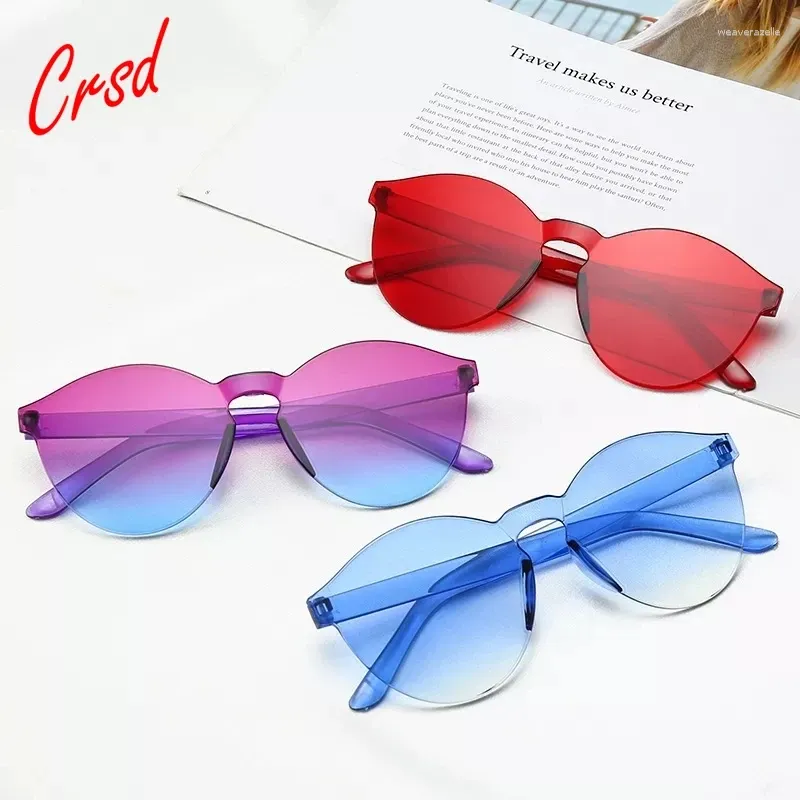 Sonnenbrille Farbe Frauen Damen Katze Ohr Runde Randlose Sonnenbrille Weibliche Mädchen Ozean Candy Objektiv Shades Mode Brillen Männer UV400