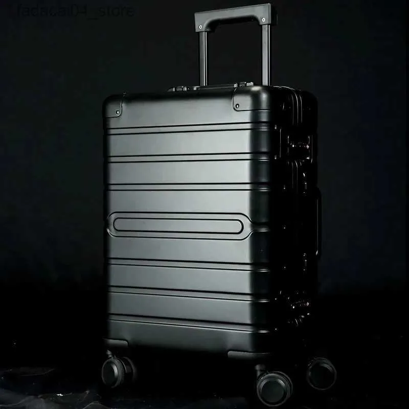 Koffer Neue Frauen Mode Alle aluminium hohe qualität langlebig Roll Gepäck Männer große kapazität business Trolley Koffer Reisetasche Q240115